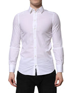 Dolce & Gabbana White Cotton MARTINI Long Sleeve Dress Shirt - Zeiniez