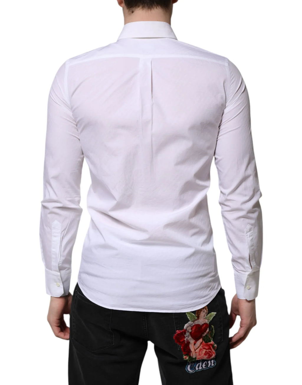 Dolce & Gabbana White Cotton MARTINI Long Sleeve Dress Shirt - Zeiniez
