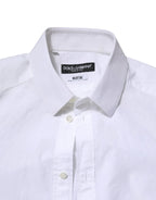 Dolce & Gabbana White Cotton MARTINI Long Sleeve Dress Shirt - Zeiniez