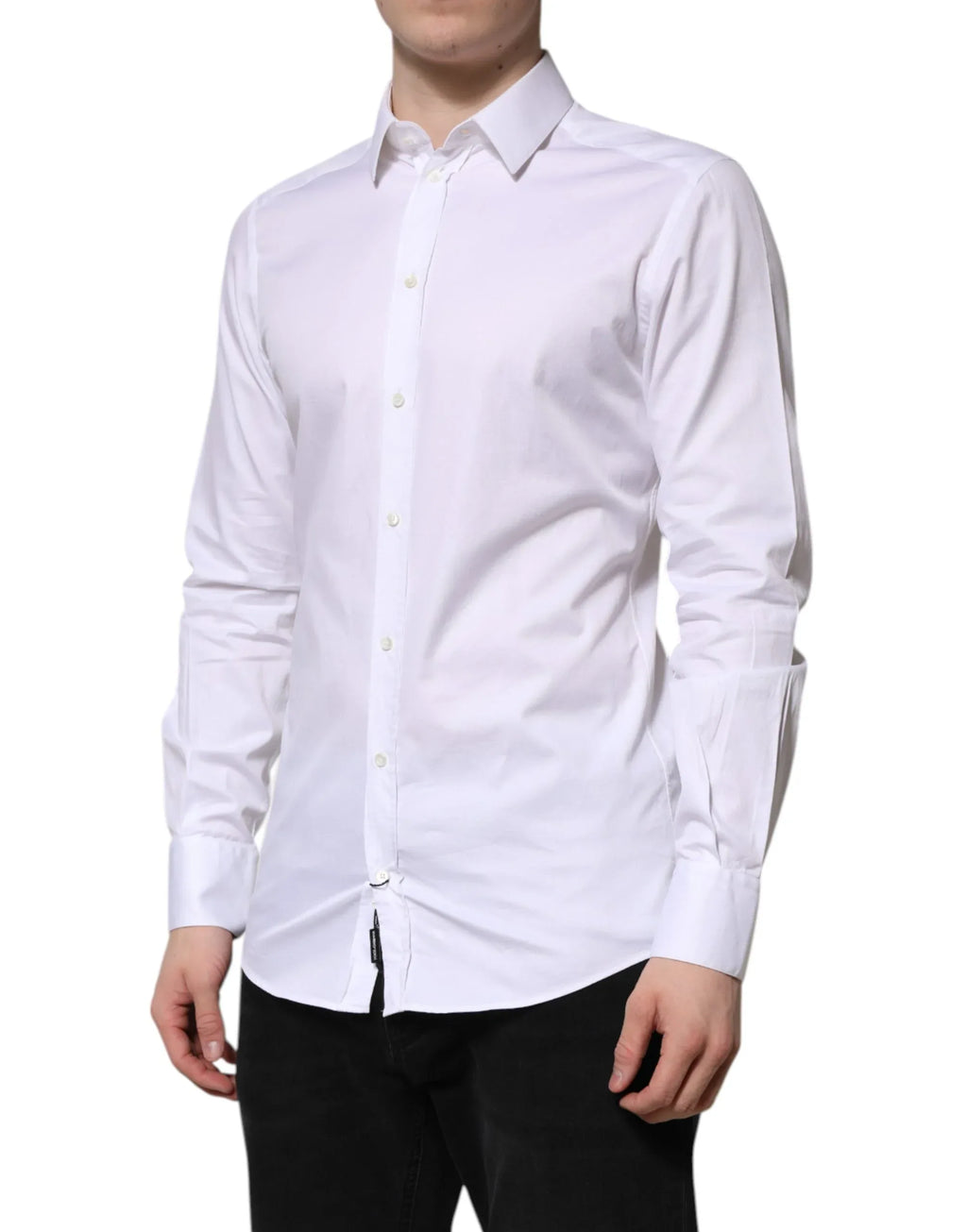 Dolce & Gabbana White Cotton GOLD Long Sleeve Men Dress Shirt - Zeiniez