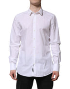 Dolce & Gabbana White Cotton GOLD Long Sleeves Dress Shirt - Zeiniez