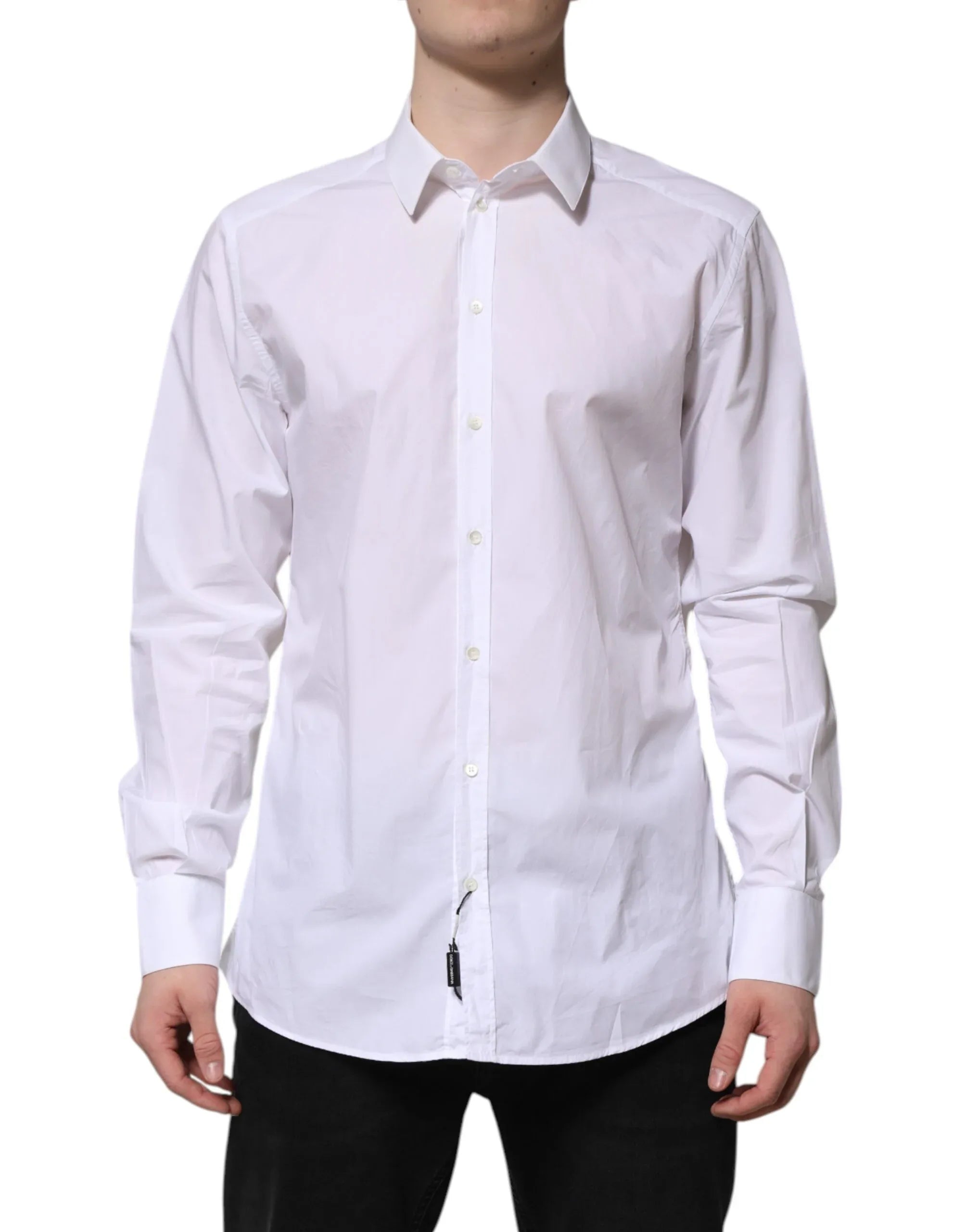 Dolce & Gabbana White Cotton GOLD Long Sleeves Dress Shirt - Zeiniez
