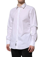 Dolce & Gabbana White Cotton GOLD Long Sleeves Dress Shirt - Zeiniez