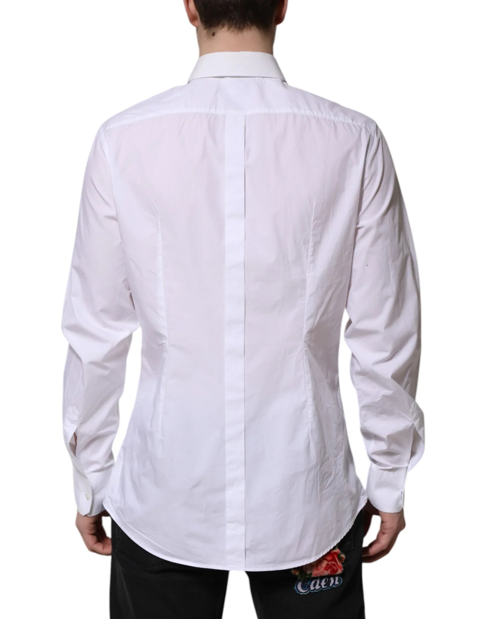Dolce & Gabbana White Cotton GOLD Long Sleeves Dress Shirt - Zeiniez