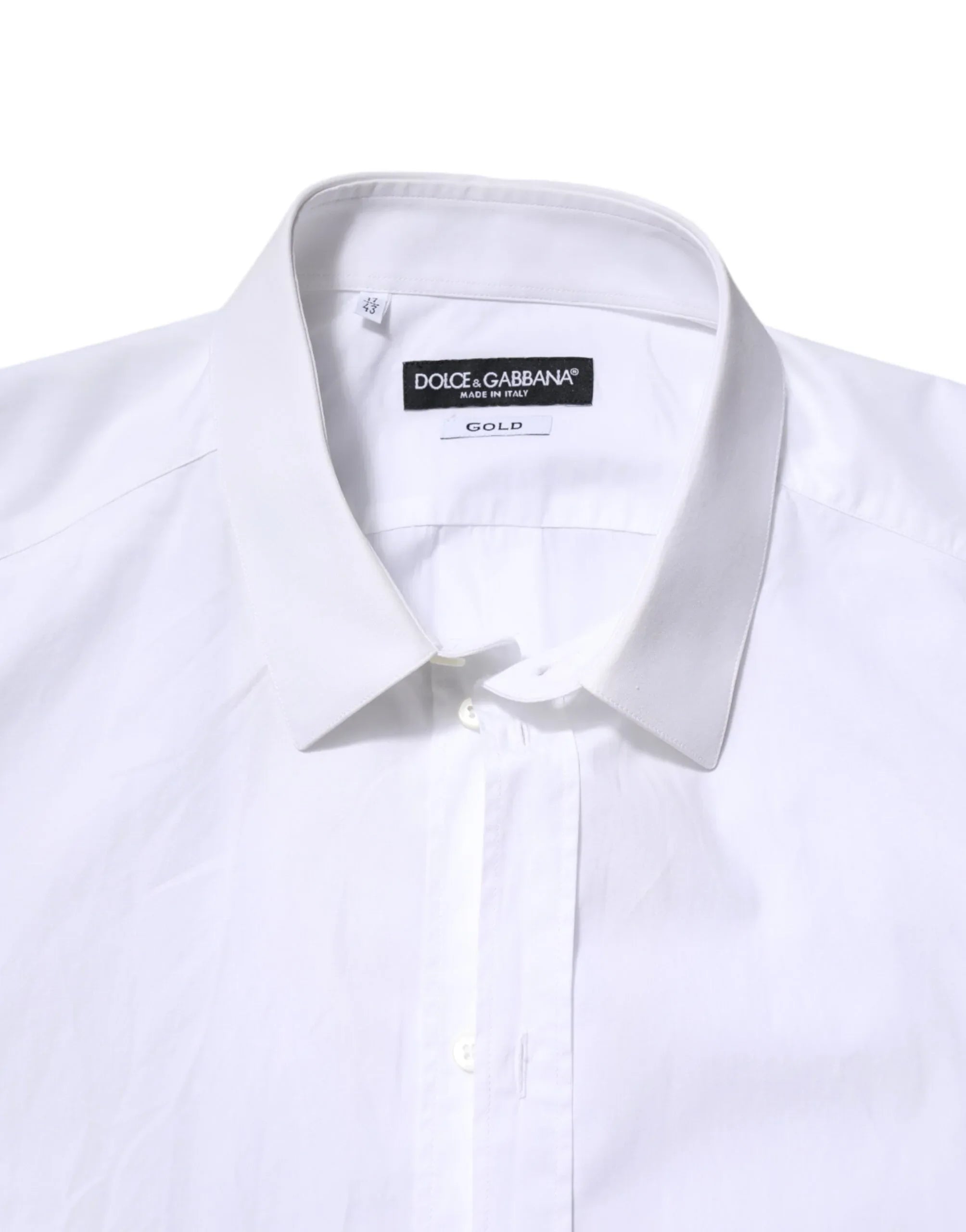 Dolce & Gabbana White Cotton GOLD Long Sleeves Dress Shirt - Zeiniez