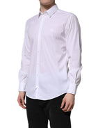 Dolce & Gabbana White Cotton MARTINI Long Sleeve Dress Shirt - Zeiniez