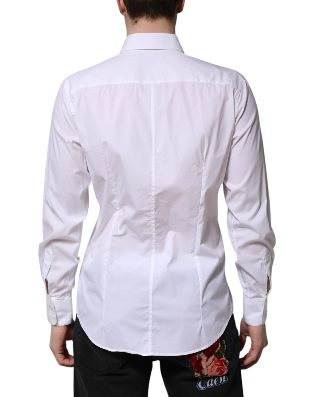 Dolce & Gabbana White Cotton MARTINI Long Sleeve Dress Shirt - Zeiniez