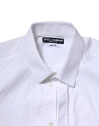 Dolce & Gabbana White Cotton MARTINI Long Sleeve Dress Shirt - Zeiniez