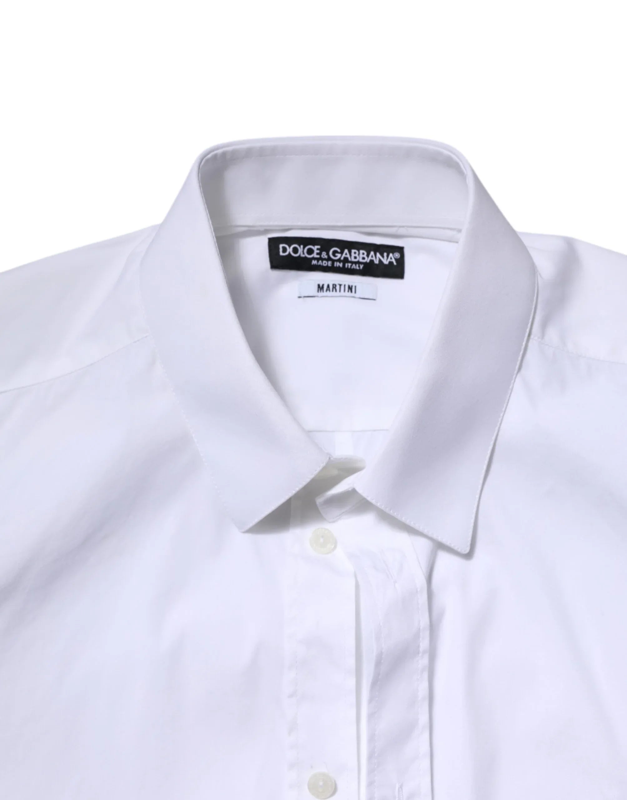 Dolce & Gabbana White Cotton MARTINI Long Sleeve Dress Shirt - Zeiniez
