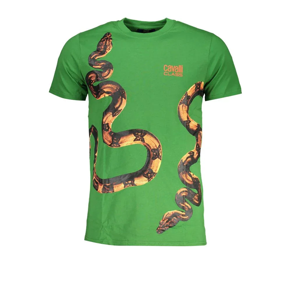 Cavalli Class Verde Cotton Men T-Shirt - Zeiniez