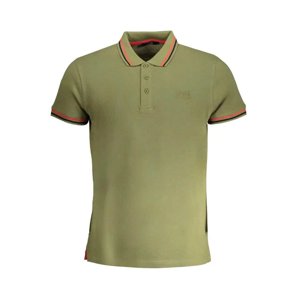 Cavalli Class Verde Cotton Men Polo Shirt - Zeiniez