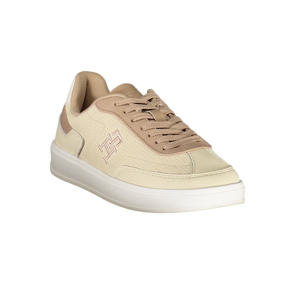 Tommy Hilfiger Beige Leather Women Sneaker - Zeiniez