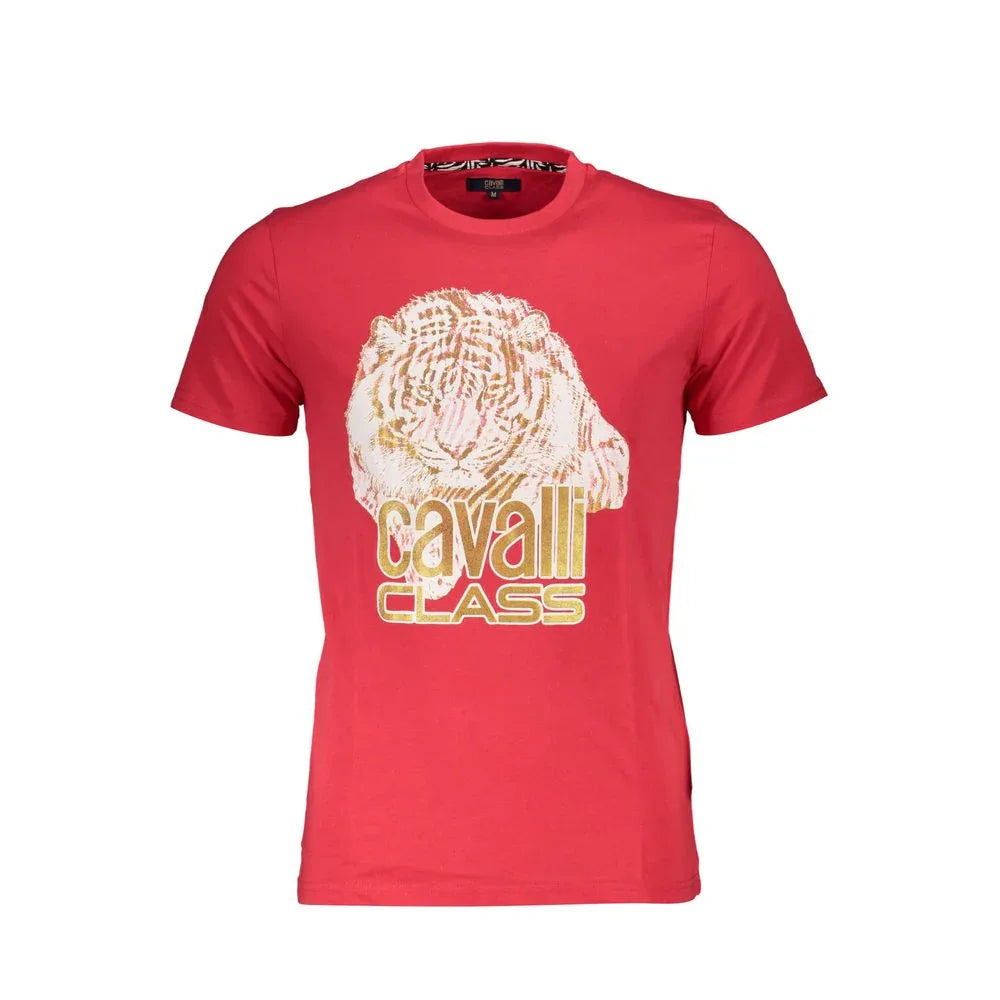 Cavalli Class Rosso Cotton Men T-Shirt - Zeiniez