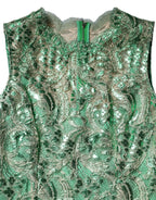 Dolce & Gabbana Green Cotton Floral Lace Sheath Midi Dress - Zeiniez