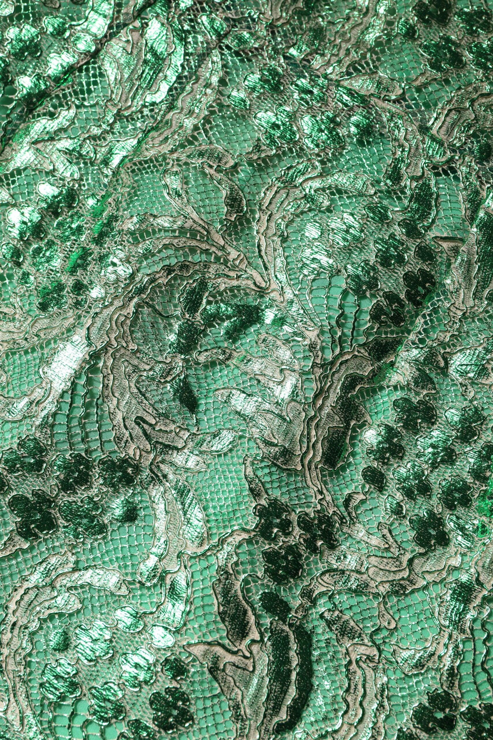 Dolce & Gabbana Green Cotton Floral Lace Sheath Midi Dress - Zeiniez