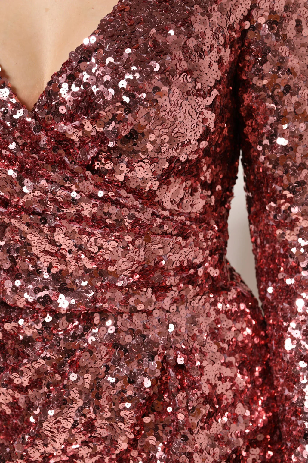 Dolce & Gabbana Pink Sequin Statement Nylon Midi V-Neck Dress - Zeiniez