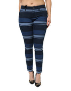 Dolce & Gabbana Blue Striped Cotton Stretch Denim Jeans - Zeiniez