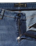 Dolce & Gabbana Blue Tattered Cotton Low Waist Denim Jeans - Zeiniez