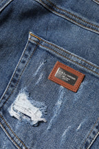 Dolce & Gabbana Blue Tattered Cotton Low Waist Denim Jeans - Zeiniez