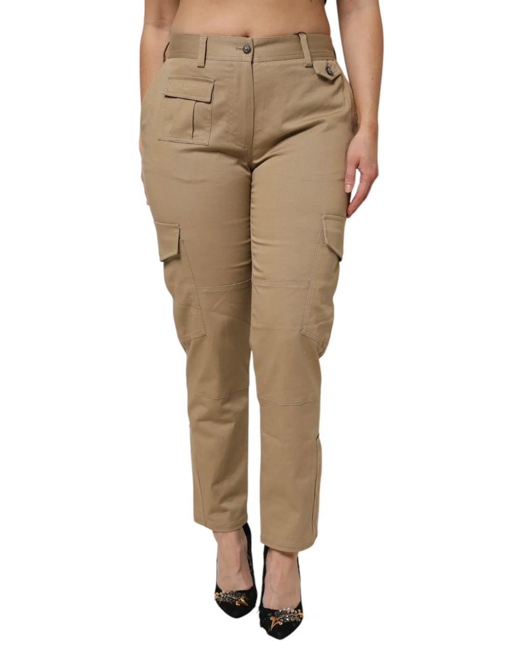 Dolce & Gabbana Brown Cotton Cargo Tapered Pants - Zeiniez