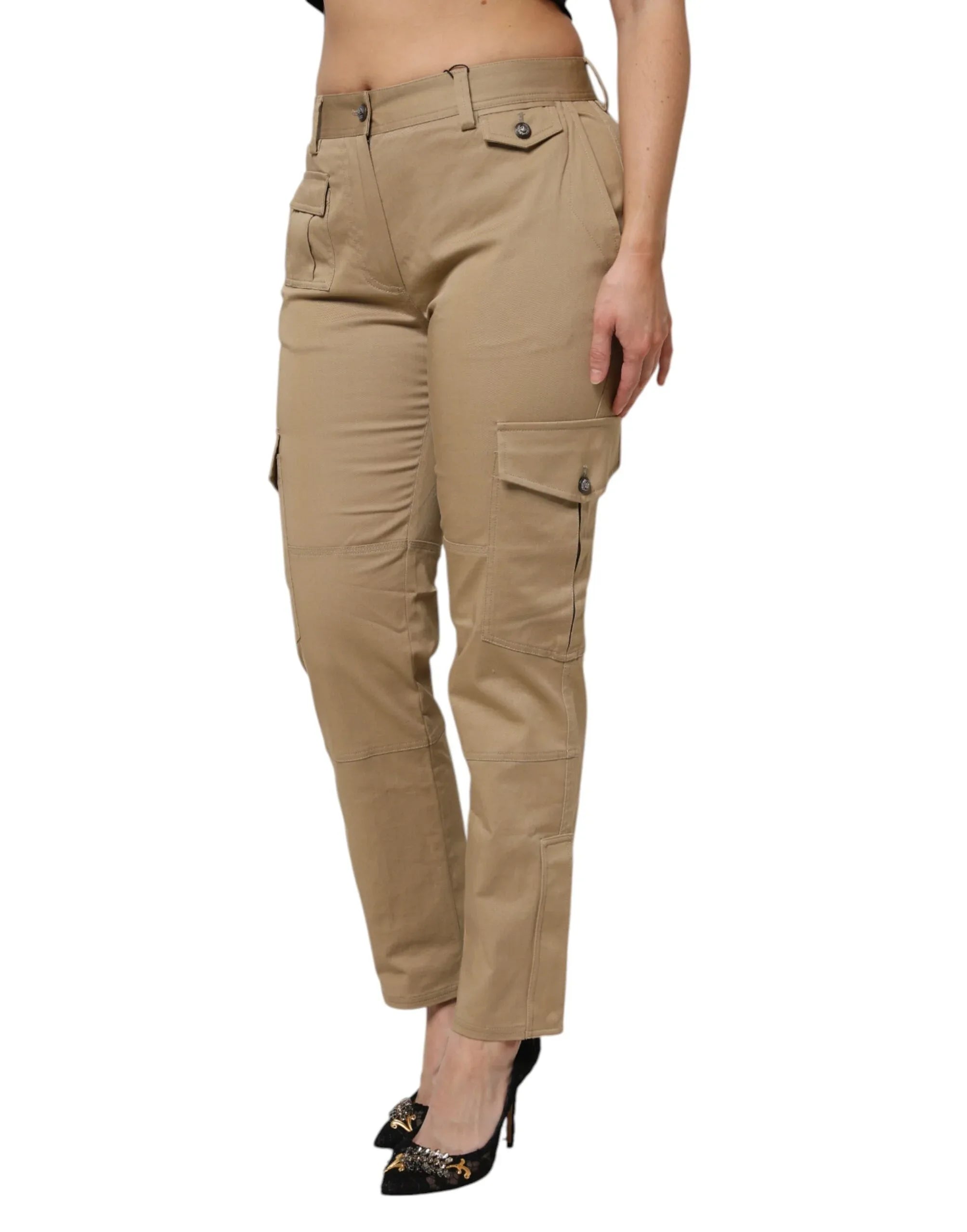 Dolce & Gabbana Brown Cotton Cargo Tapered Pants - Zeiniez
