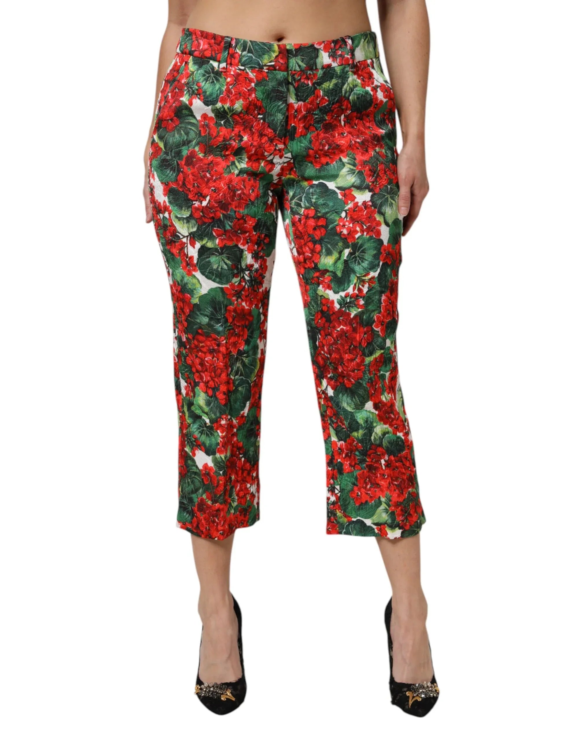 Dolce & Gabbana Multicolor Floral Print Cropped Pants - Zeiniez