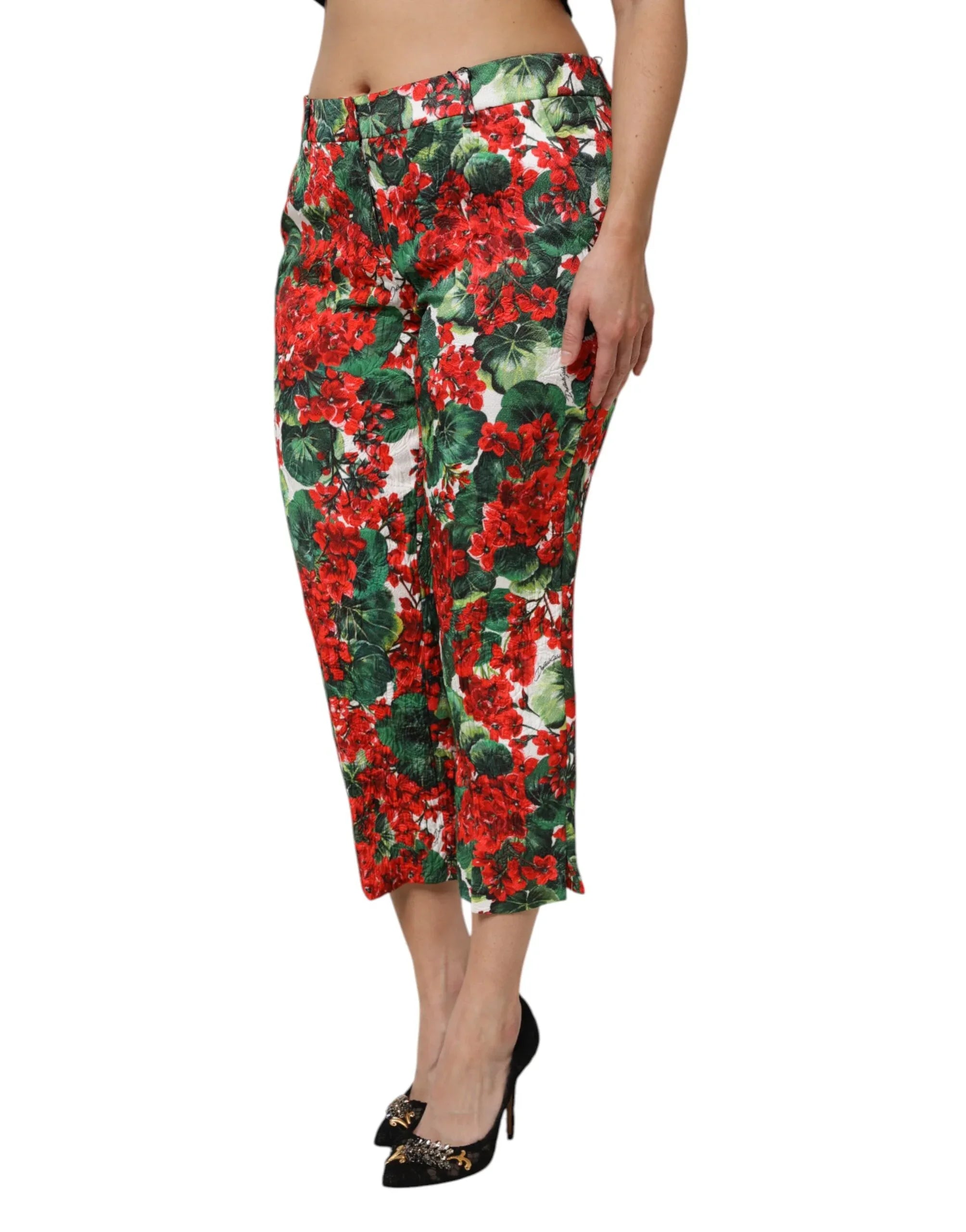 Dolce & Gabbana Multicolor Floral Print Cropped Pants - Zeiniez