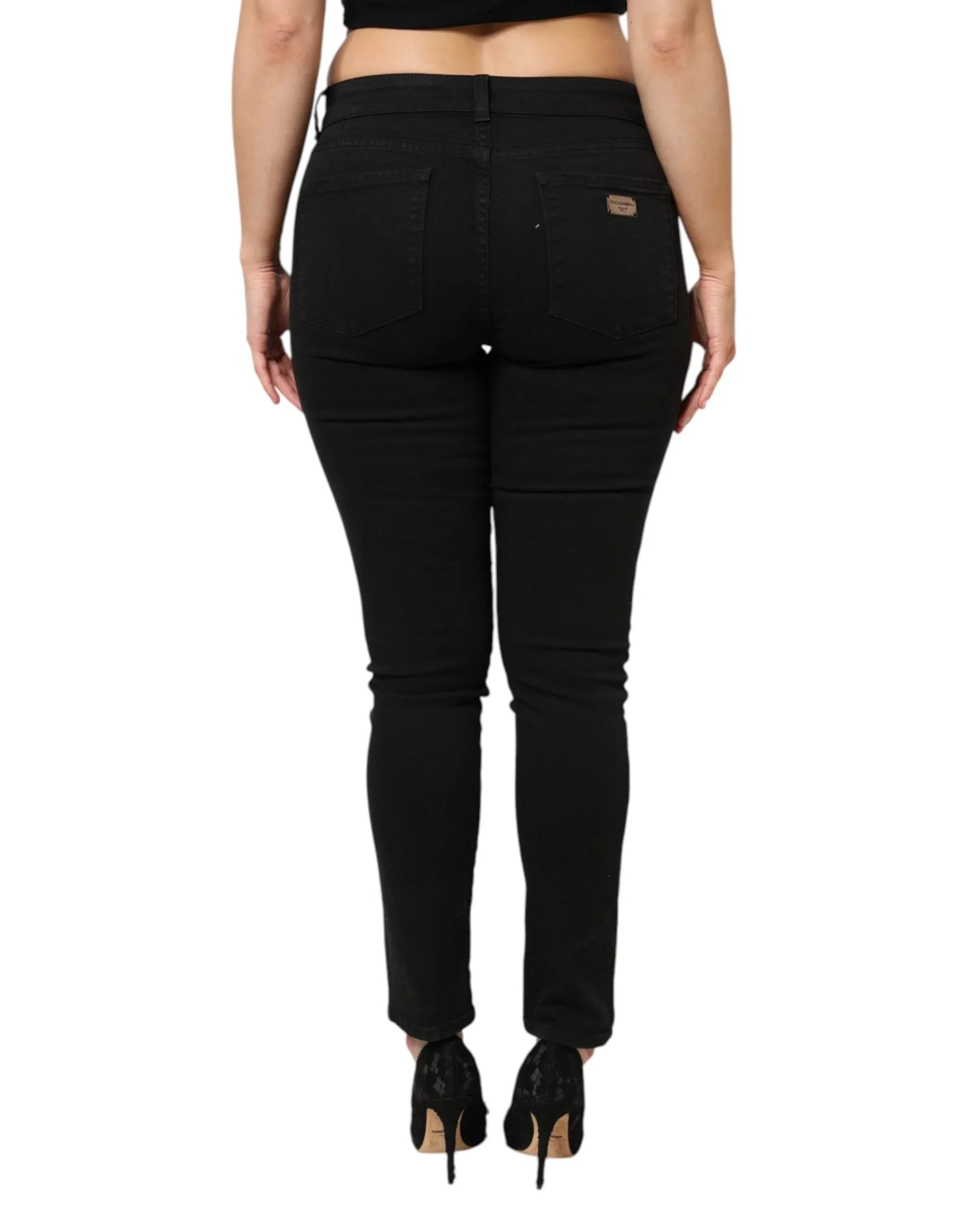Dolce & Gabbana Black Cotton Mid Waist Denim Jeans - Zeiniez