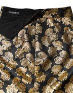 Dolce & Gabbana Black Gold Floral Print Jacquard Mini Skirt - Zeiniez
