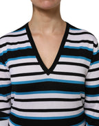 Dolce & Gabbana Multicolor Stripes Long Sleeves V-neck Top - Zeiniez