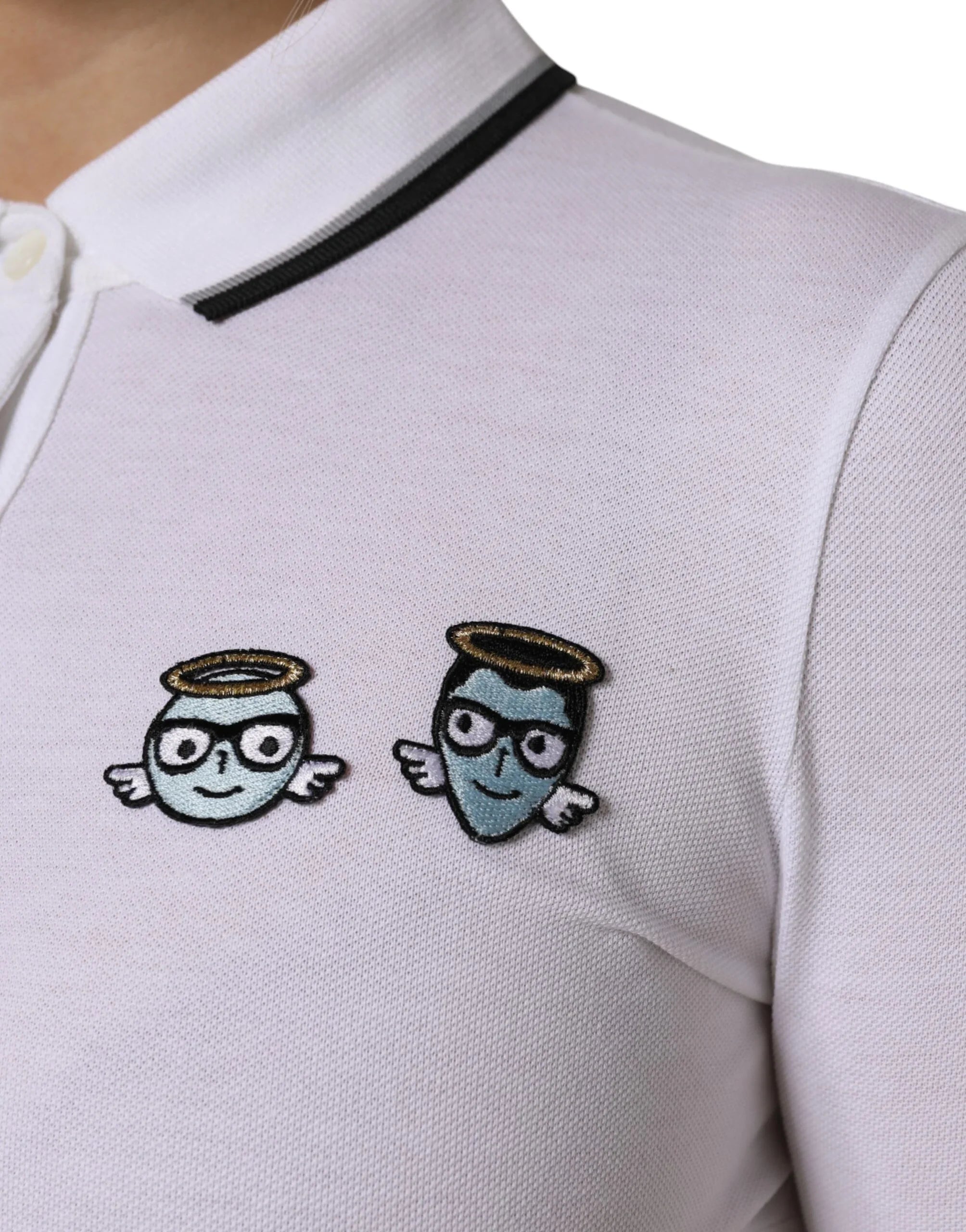 Dolce & Gabbana White Cotton Short Sleeves Collared Polo Top - Zeiniez