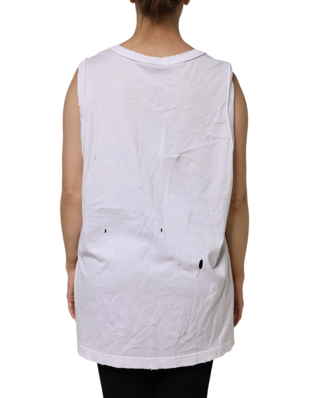 Dolce & Gabbana White Cotton Sleeveless Round Neck Tank Top - Zeiniez