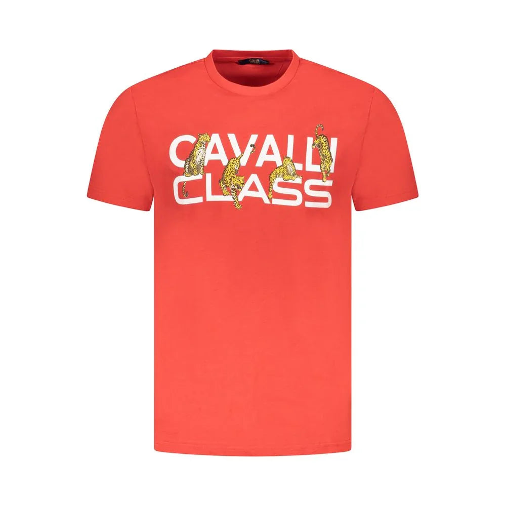 Cavalli Class Red Cotton Men T-Shirt - Zeiniez