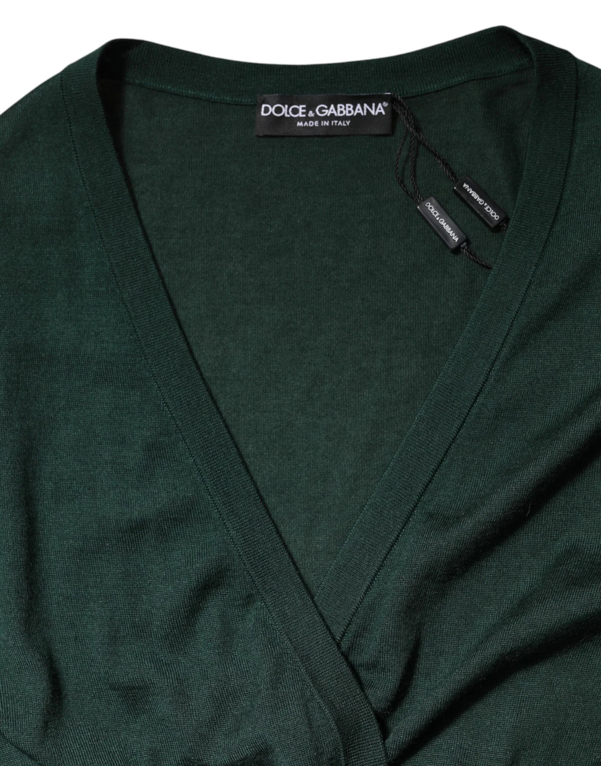 Dolce & Gabbana Dark Green Cashmere Silk Cardigan Sweater - Zeiniez