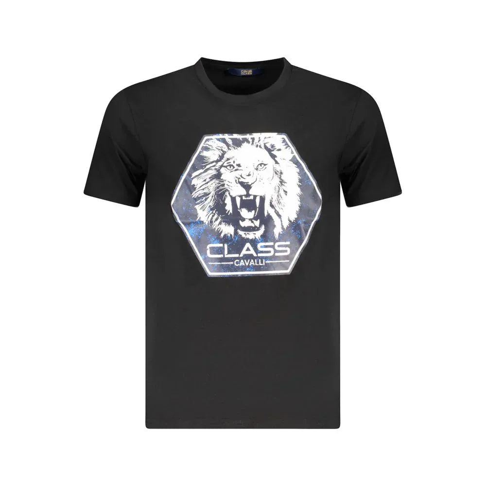 Cavalli Class Black Cotton Men T-Shirt - Zeiniez