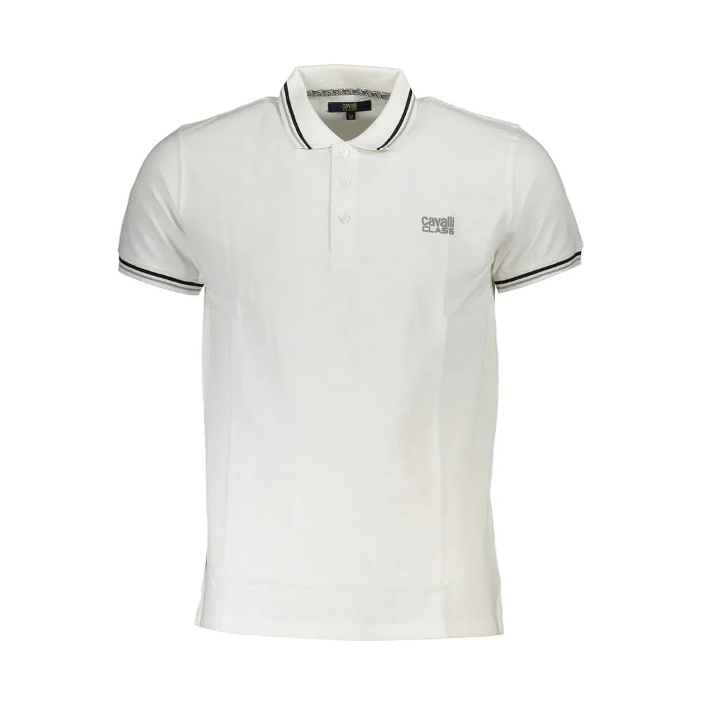 Cavalli Class White Cotton Men Polo Shirt - Zeiniez