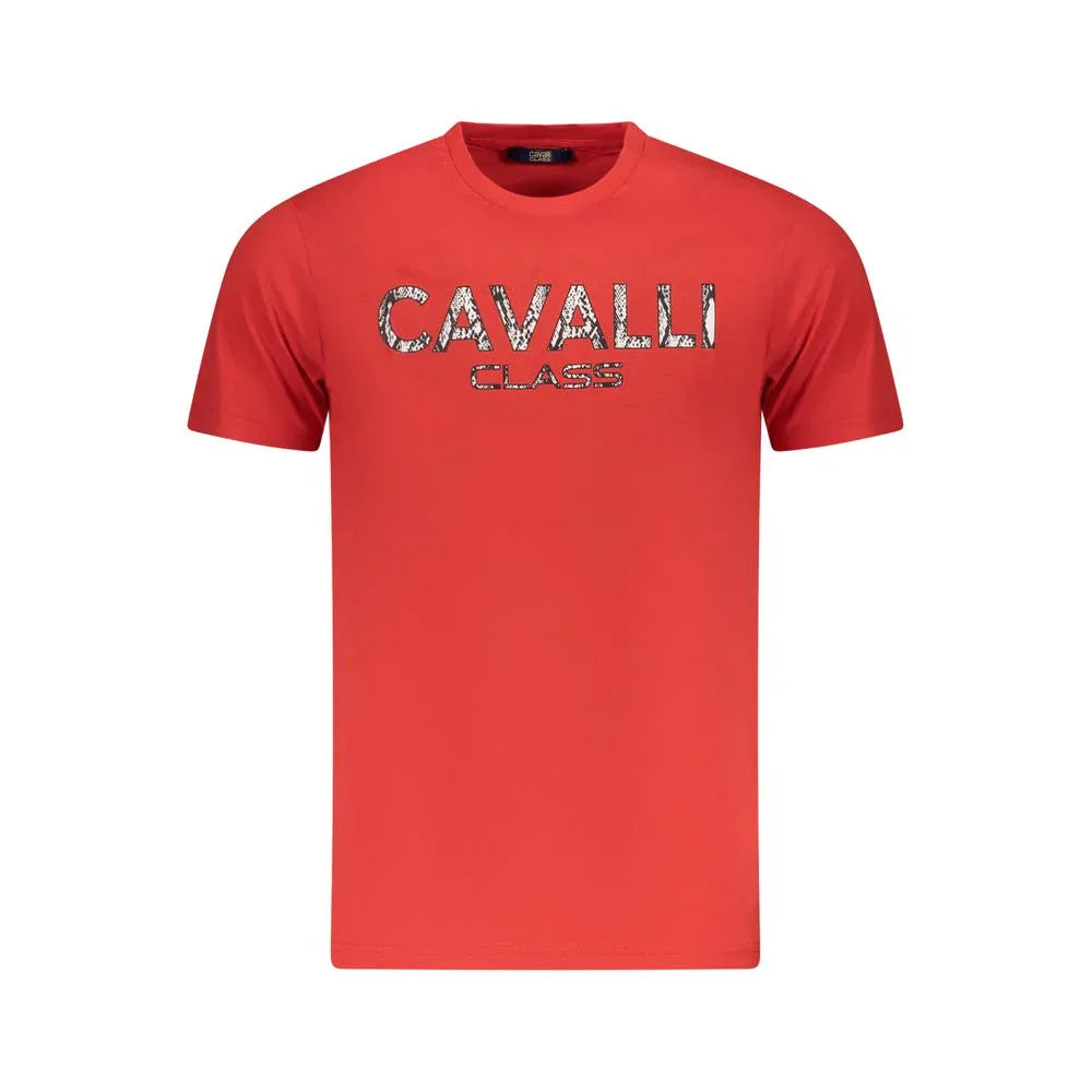 Cavalli Class Rosso Cotton Men T-Shirt - Zeiniez