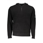 Calvin Klein Black Cotton Men's Sweater Hooded Half Zip - Zeiniez