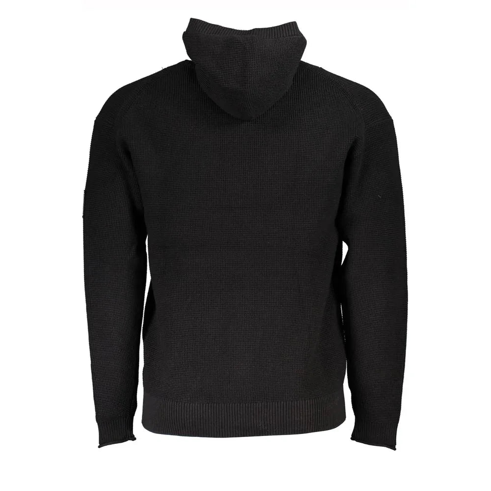 Calvin Klein Black Cotton Men's Sweater Hooded Half Zip - Zeiniez