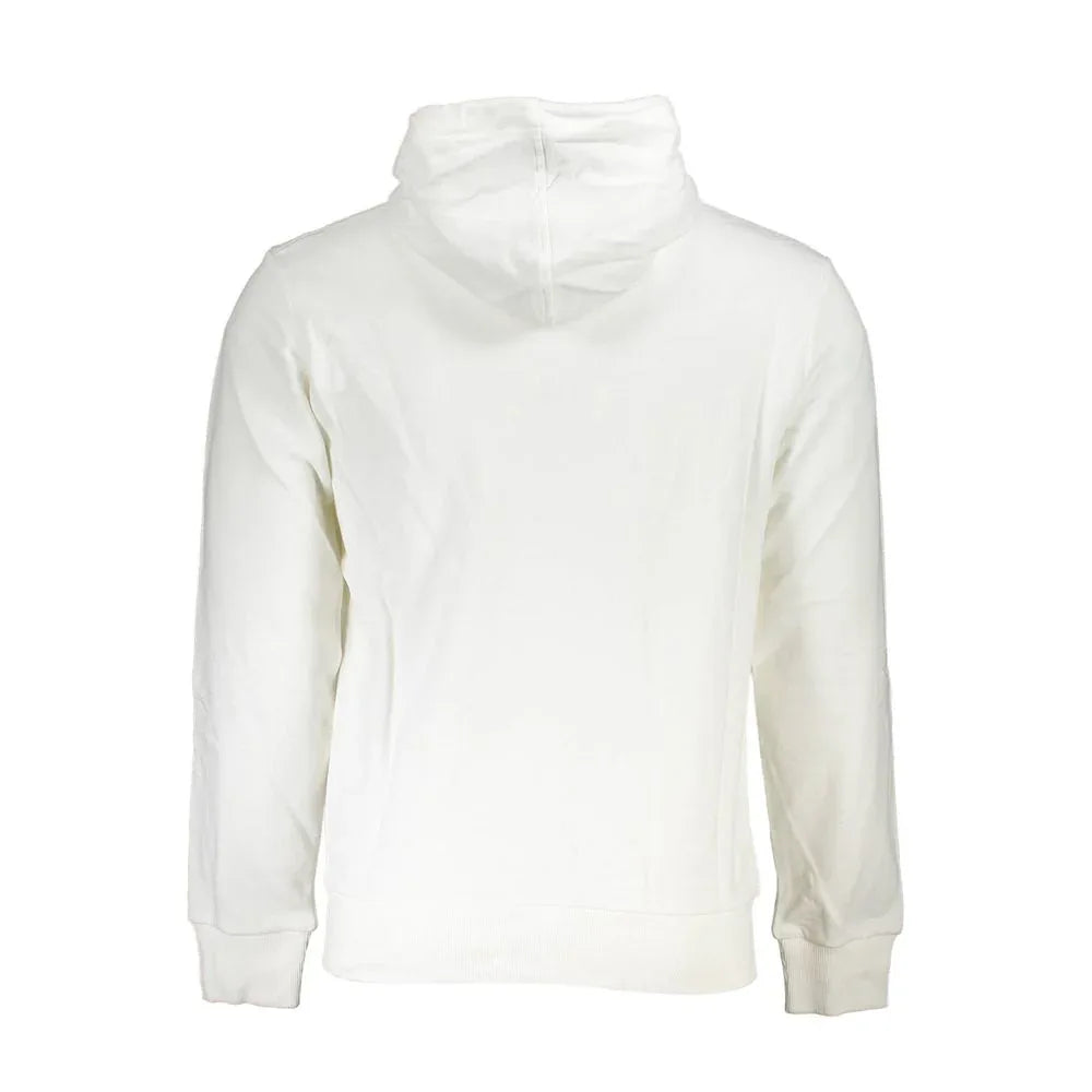 La Martina White Cotton Men Sweater with Hood and Zip Pockets - Zeiniez