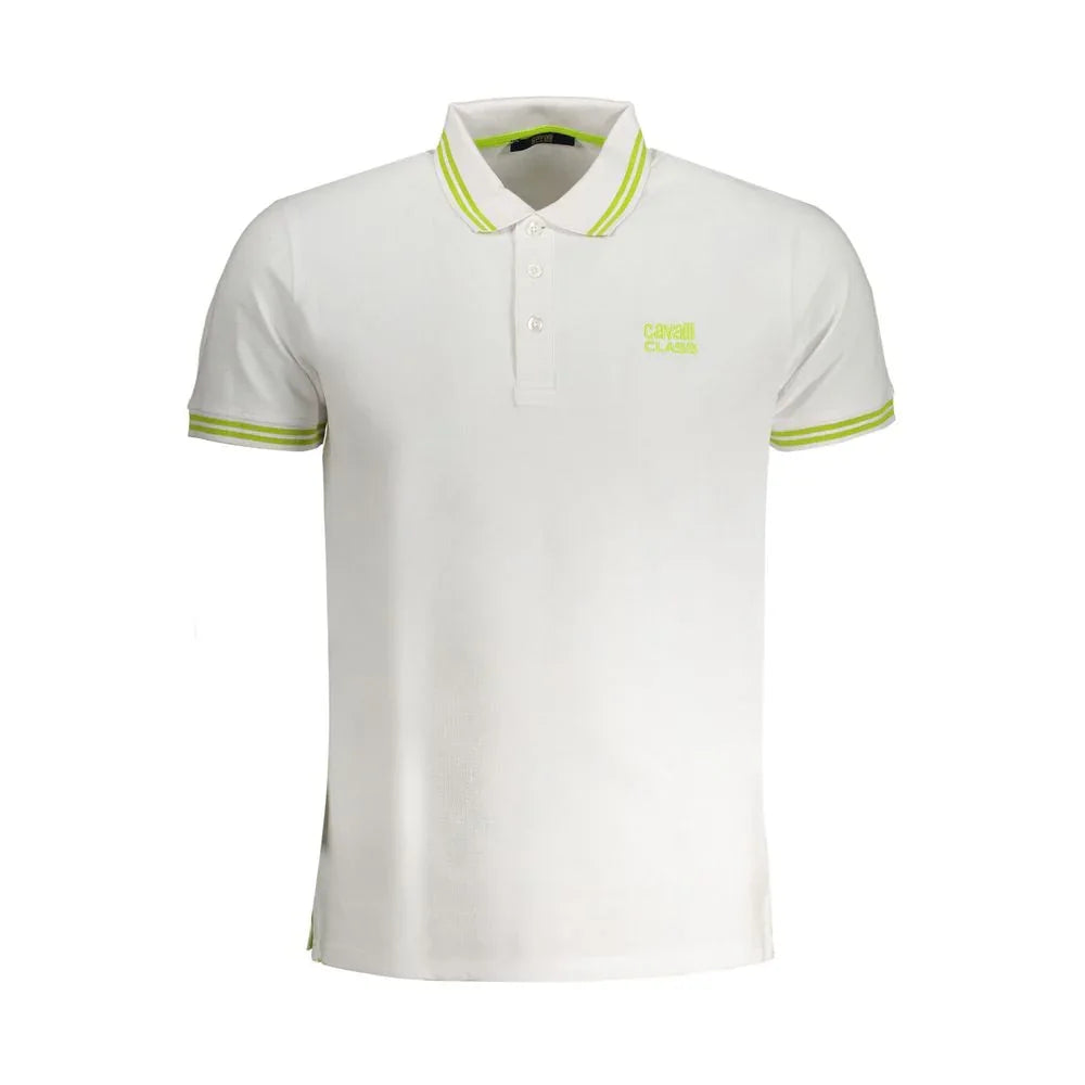 Cavalli Class White Cotton Men Polo Shirt - Zeiniez