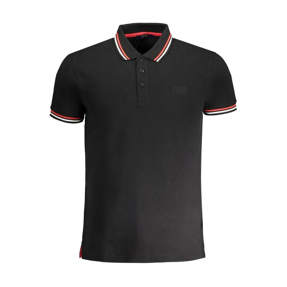 Cavalli Class Black Cotton Men Polo Shirt - Zeiniez