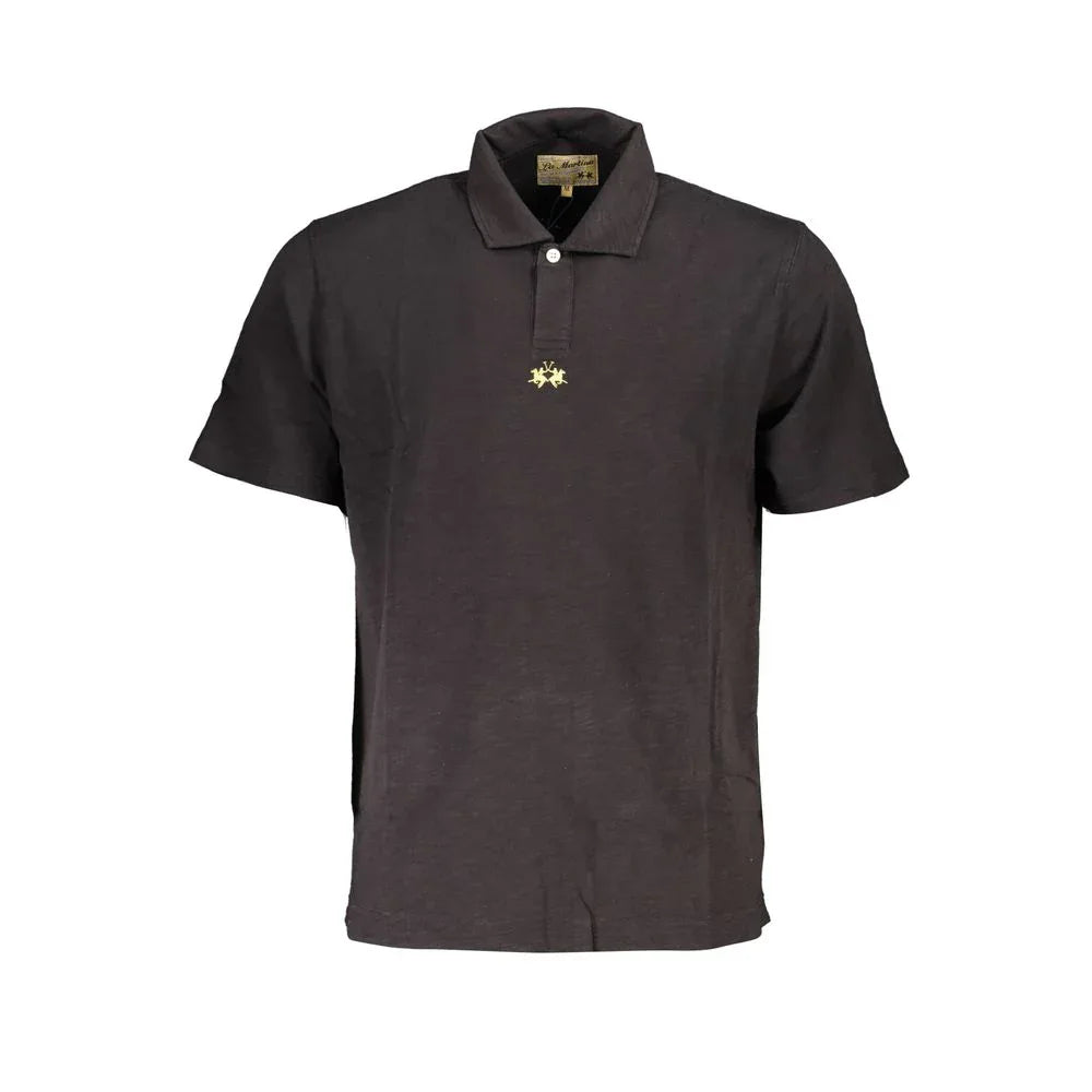 La Martina Black Cotton Men's Polo Shirt - Zeiniez