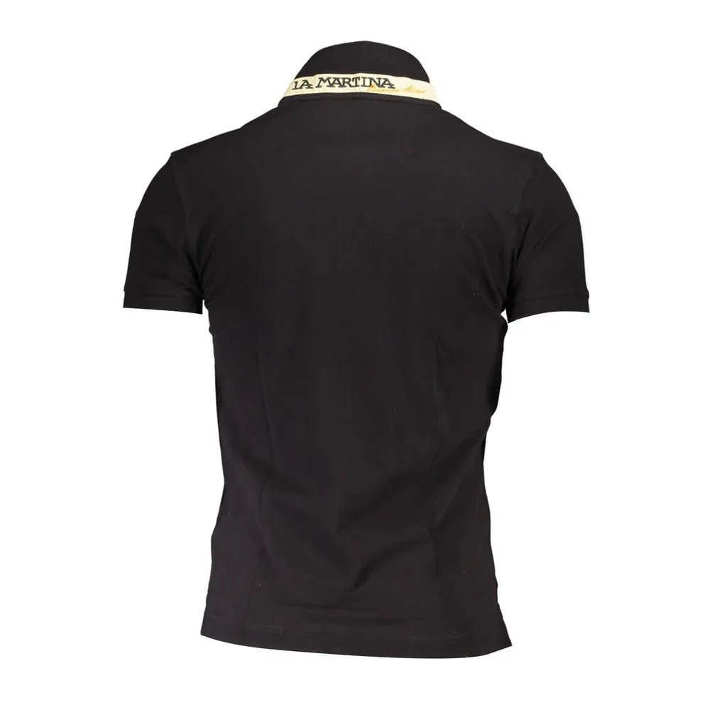 La Martina Black Cotton Men's Polo Shirt - Zeiniez