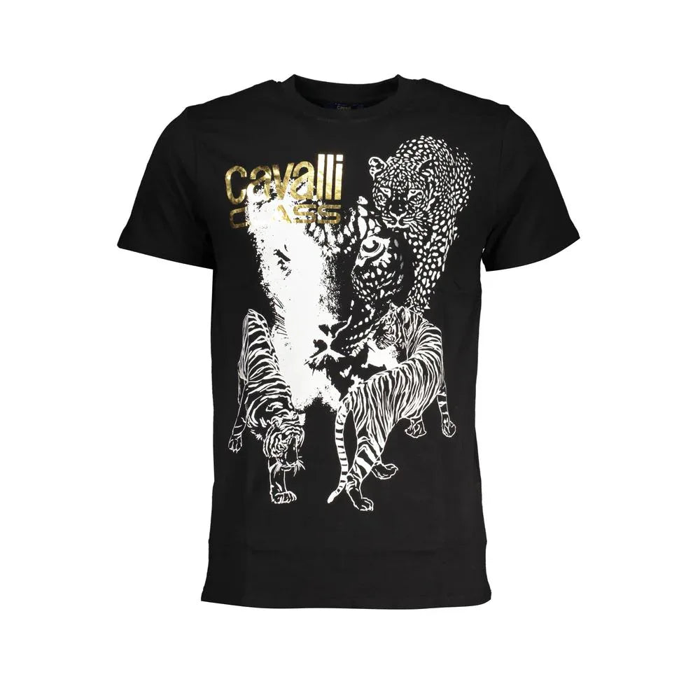 Cavalli Class Nero Cotton Men T-Shirt - Zeiniez