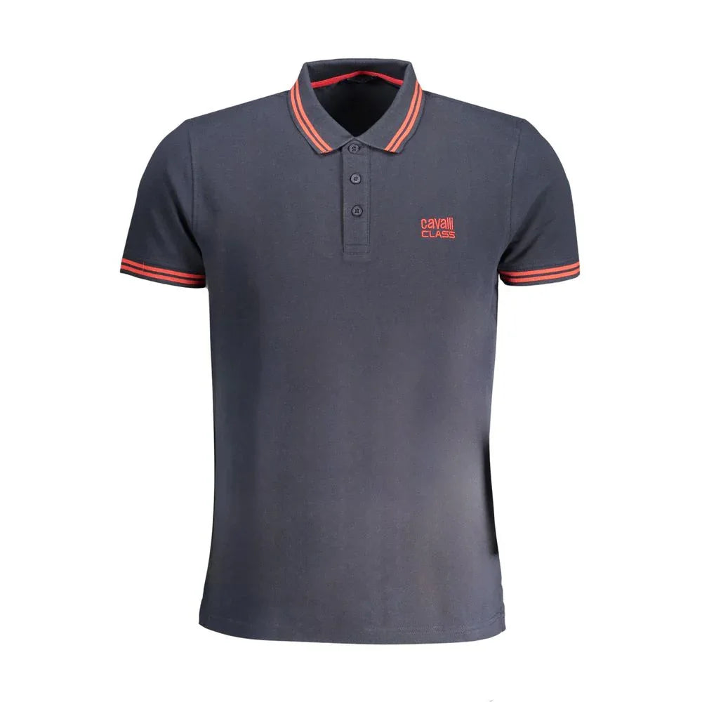 Cavalli Class Blue Cotton Men Polo Shirt - Zeiniez
