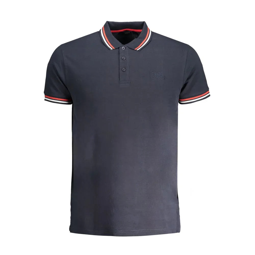 Cavalli Class Navy Cotton Men Polo Shirt - Zeiniez