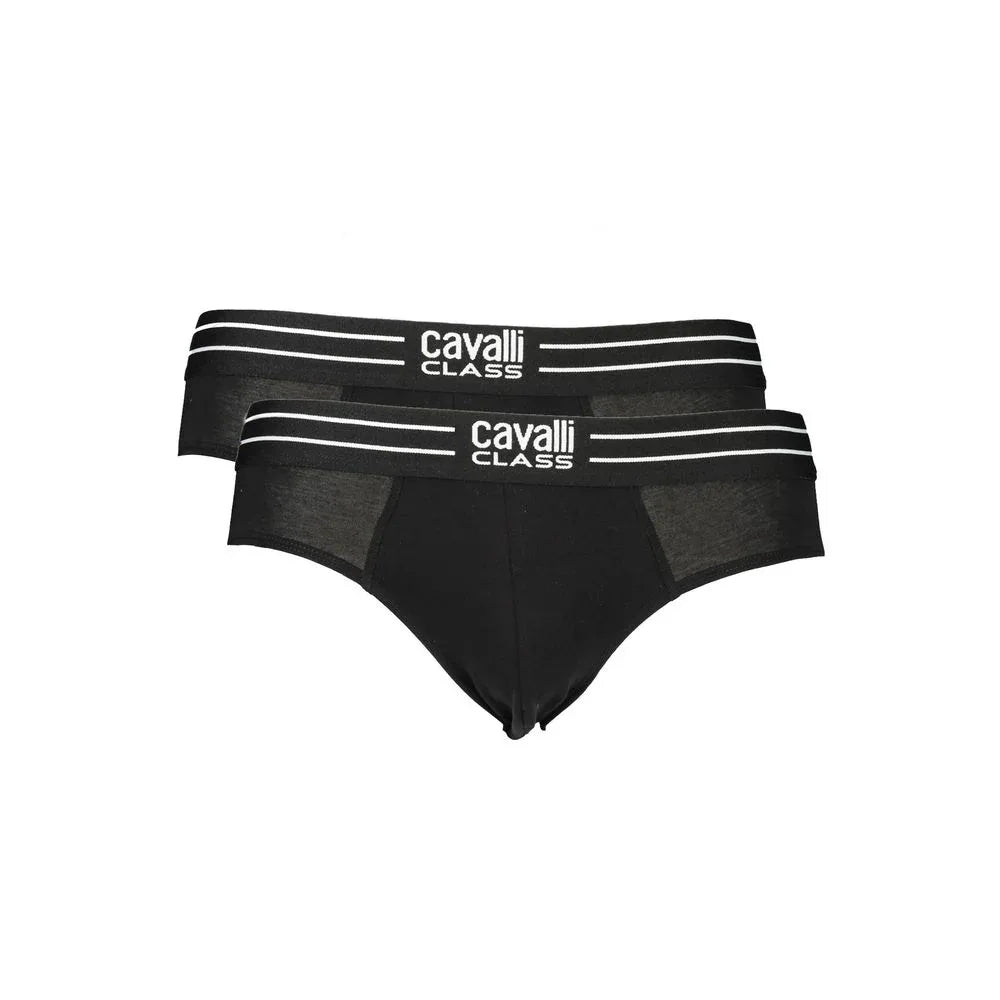 Cavalli Class Nero Cotton Men's Underwear Slip - Zeiniez