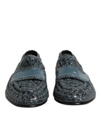 Dolce & Gabbana Blue Woven Leather Slip On Loafers Shoes - Zeiniez