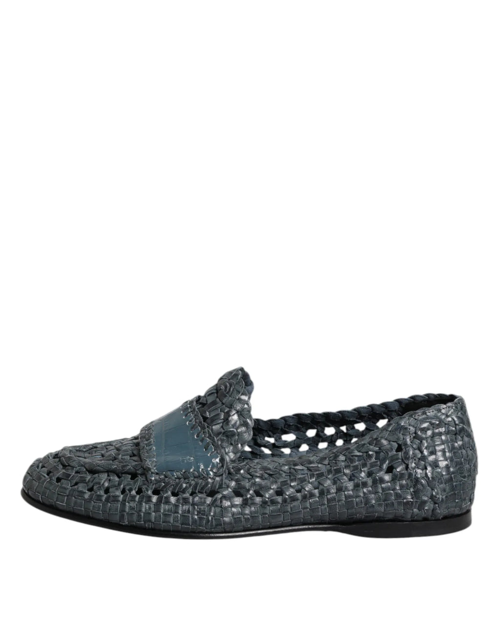 Dolce & Gabbana Blue Woven Leather Slip On Loafers Shoes - Zeiniez